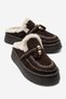Dursley Brown Suede Genuine Leather Fur Tasseled Women's Slippers
