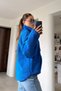 Blue - Basic Zippered Jacket with Side Pockets Blue - 4