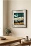 1 Piece Pvc Framed Black Wooden Framed Square Wooden Painting with Turquoise Sky and Mountain View - Home, Business, and Office Decoration Painting - 4