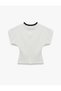 Women White Plain Crew Neck Short Sleeves T-Shirt - 3