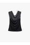 Women Black Polka Dot Cowl Neck Sleeveless Top - 3
