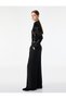 Women Black Floral Mandarin Collar Long Sleeves Top - 2