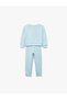 Girls Turquoise Blue Embroidered Round Neck Long Sleeves Tracksuit Set - 4