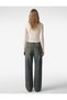 Women Cream Plain Asymmetric Neck Long Sleeves Top - 3