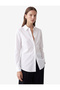 Women White Plain Collared Long Sleeves Shirt - 2