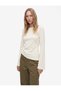 Women White Plain Round Neck Long Sleeves Top - 2