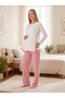 New Season Ecru Pomegranate Flower Winter Special Design Long Sleeve Maternity Pajama Set with Hidden Breastfeeding Detail - 4