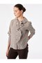 Women Brown Checked Ruffled Collar Long Sleeves Top - 2