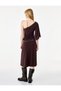 Women Brown Plain One Shoulder Three-Quarter Sleeves Top - 4