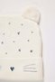 Girl's Knitted Beanie with Ears and Star Stone Detail - 3