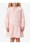 Baby Girls Pink Polka Dot Peter Pan Collar Long Sleeves Dress - 4