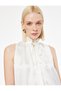 Women White Plain Tie-Up Neck Sleeveless Top - 3