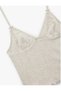 Women Beige Textured V-Neck Sleeveless Cami Top - 5