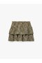 Girls Beige Animal Print Skirt - 4