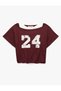 Women Burgundy Graphic Print Crew Neck Short Sleeves T-Shirt - 5