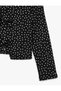 Girls Black Polka Dot Round Neck Long Sleeves Top - 4
