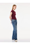 Women Burgundy Plain One Shoulder Short Sleeves Top - 3