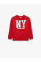 Boys Red Graphic Print Crew Neck Long Sleeves Sweatshirt - 5