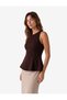 Women Brown Plain Round Neck Sleeveless Top - 3