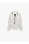 Women White Polka Dot Peter Pan Collar Long Sleeves Top - 5