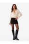 Women Beige Plain Cowl Neck Long Sleeves Top
