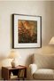 1 Piece Black Wood Framed Minimalist Botanical Concept Square Wooden Painting in Tile and Orange Tones - Home, Business, and Office Decoration Painting