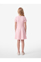 Girls Pink Textured Round Neck Short Sleeves Dress - 3