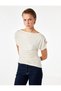 Women White Plain Boat Neck Short Sleeves Top - 2