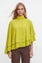 Women's Pistachio Green Turtleneck Soft Textured Poncho Look Stylish Blouse Alc-X14645 - 3