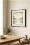 1 Piece Black Wooden Framed Minimalist Cream Background Soft Foggy Lake/ Horizon Themed Square Wooden Painting - Home, Business and Office Decoration Painting - 4