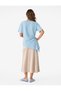Women Blue Plain Round Neck Short Sleeves Top - 3