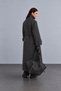 Women's Long Buttoned Stand-Up Collar Trench Coat with Flap Pockets and Side Slits - 4