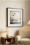 1 Piece Black Wooden Framed Monochrome Flying Birds and Foggy Lake View Square Wooden Painting - Home, Business and Office Decoration Painting