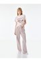 Women Pink Striped Round Neck Short Sleeves T-Shirt & Pyjama Set - 5