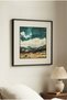 1 Piece Black Wooden Framed Square Wooden Painting with Turquoise Sky and Mountain View - Home, Business and Office Decoration Painting - 5