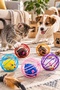6 cm Metal Caged Plush Mouse Cat Dog Play Ball Colorful Pet Toy - 4