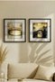 2 Pieces of Pvc Framed Black Wooden Nostalgic Arch Bridge and River View Square Wooden Painting - Home, Business and Office Decoration Painting - 2