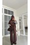 Women's Striped Sleeves and Elastic Waist Pants Double Modal Set