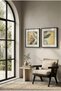 2 Pcs Pvc-Padded Black Wood-Edged Minimalist Double Botanical Branch and Green Leaves Square Wooden Painting - Home, Business, and Office Decoration Painting