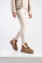 Sandy Tan Suede Genuine Leather Women's Boots with Fur and Tassels - 2