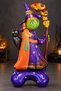 Halloween Witch with Broom and Cat Foil Balloon 65X45 cm Purple Orange Room Decoration - 4