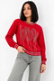 Women's Seasonal Red Relaxed Sweatshirt - 4