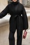 Women's Belted Oversize Knitwear Tie-Up Cardigan, Jacket - 2