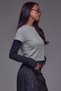 Women's Double Layer Look Long Sleeve Crop T-Shirt Crew Neck - 3
