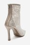 Cliff Ecru Lace Detailed Gold Toe Women's Transparent Heeled Boots - 7