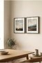2 Pieces of Double Mountain Themed Square Wooden Painting with Pvc Mats, Black Wooden Frame, Earth and Dark Green Tones - Home, Business and Office Decoration Painting - 4