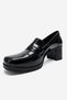Kellys Black Patent Leather Genuine Leather Women's Heeled Loafer Shoes - 8