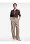 Beige Plain Women Trousers