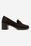 Kellys Brown Suede Genuine Leather Women's Heeled Loafer Shoes - 5