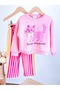 Girls' Cotton 3-Thread Pink Color Sweatshirt Pants Set - 3